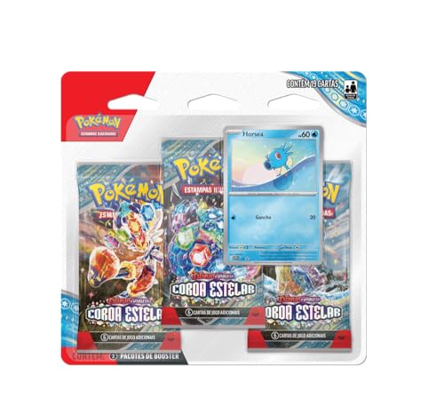 Pokémon TCG, Blister Triplo Horsea Escarlate E Violeta 7 Coroa Estelar