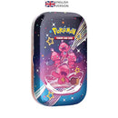 Pokémon TCG: Scarlet & Violet—Prismatic Evolutions Mini Tin – Espeon (2 pacotes de reforço e 1 moeda)