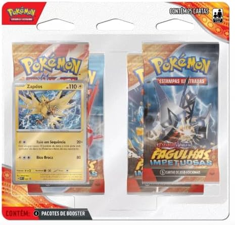 Pokémon TCG, Blister Quadruplo Zapdos Escarlate E Violeta 8 Fagulhas Impetuosas