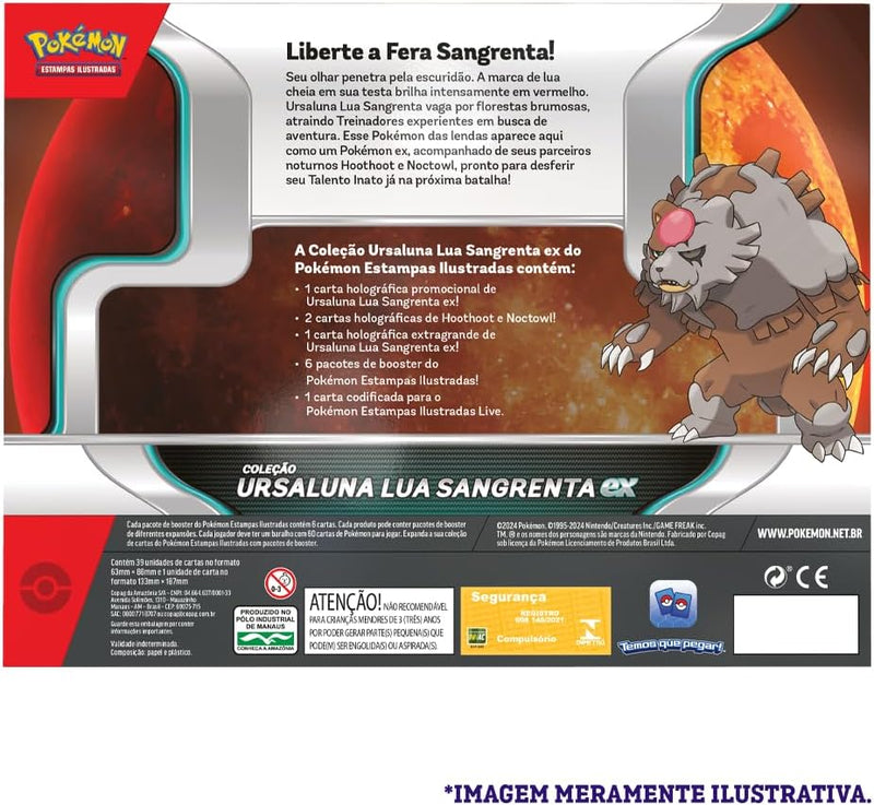 Pokémon Ursaluna Lua Sangrenta ex Carta Promocional Holográfica, Hoothoot e Noctowl, Conjunto de 3