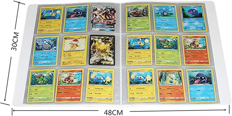 Fichário de cartões, suporte de cartão compatível com cartões Pokémon, porta-cartão, álbum de pasta de cartão, livro de melhor proteção, cartões colecionáveis de até 432 cartões – W07-12