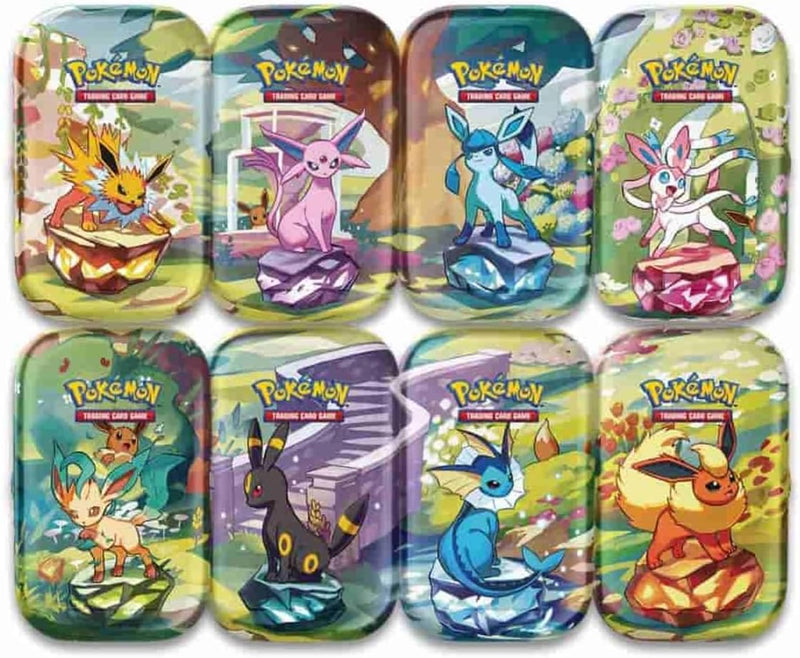 POKEMON TCG: SCARLET & VIOLET: PRISMATIC EVOLUTIONS MINI TIN DISPLAY (8ct) - 2 Packs Per Tin