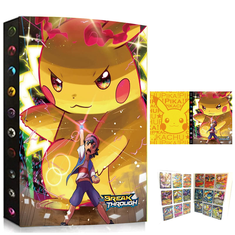 Fichário de cartões, suporte de cartão compatível com cartões Pokémon, porta-cartão, álbum de pasta de cartão, livro de melhor proteção, cartões colecionáveis de até 432 cartões – W07-12