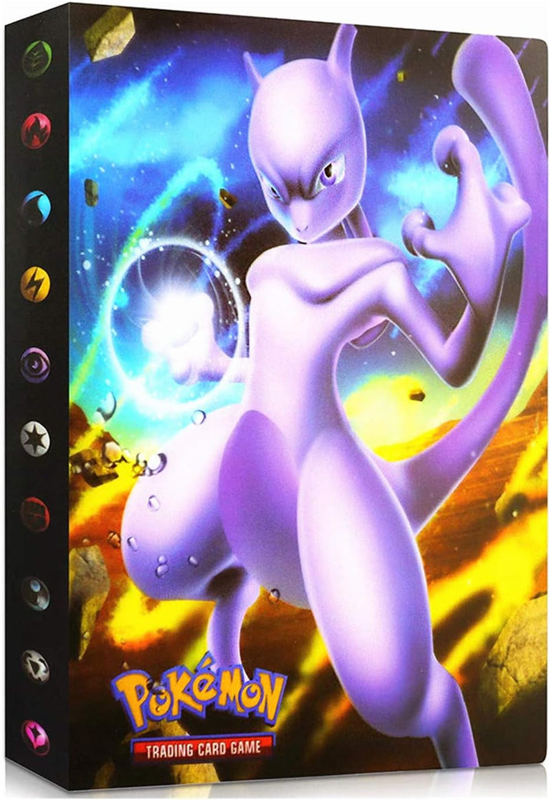 Album Compatible with Pokemon Cards, Pokemon Compatible Card Holder, Album Card Holder Compatible with Pokemon GX EX Cards, 30 Pages Holds Up to 240 Cards (Mewtwo) 