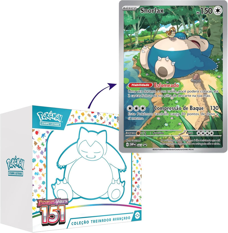 Box Elite Pokémon Escarlate e Violeta 151 Snorlax Coleção Treinador Avançado