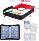Trading Card Binder for Pokemon Cards, Card Collector Album with Sleeves, Fits Up to 400 Game Cards, Zipper Carrying Card Organizer Book for Boys, Girls