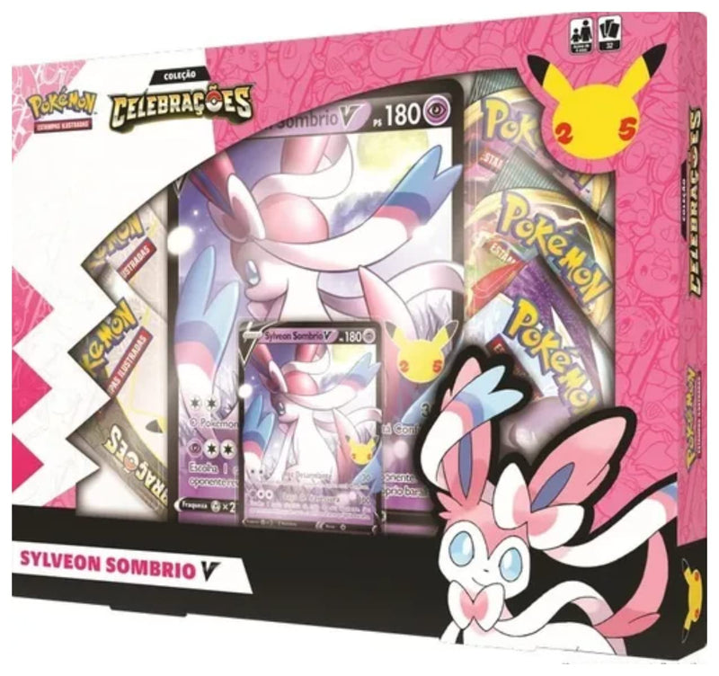 Box Pokémon Sylveon Sombrio V Do Lance - Celebrações 25 Anos - Copag