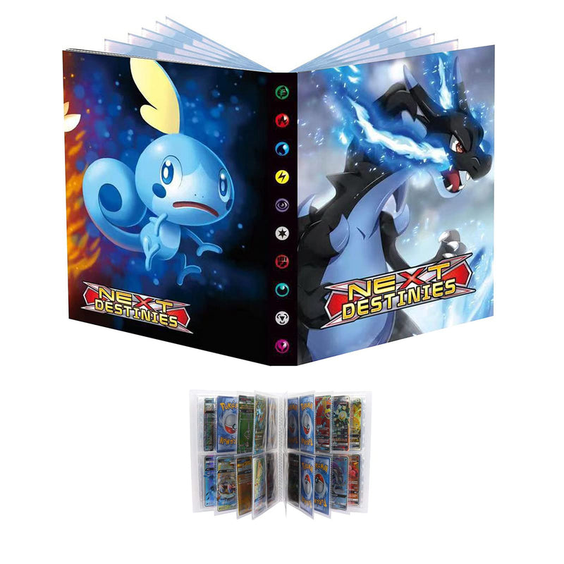 Fichário de porta-cartões compatível com cartão Pokémon, suporte de álbum de cartões, livro de cartões de fichário, melhor proteção de cartas para trocar, coloque até 240 cartões – Eevee&Bikachu