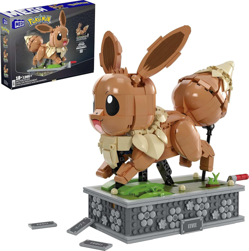 MEGA Pokémon, Blocos de Montar, Eevee com 1366 peças, Movimento e 26 cm de Altura, A partir de 18 anos