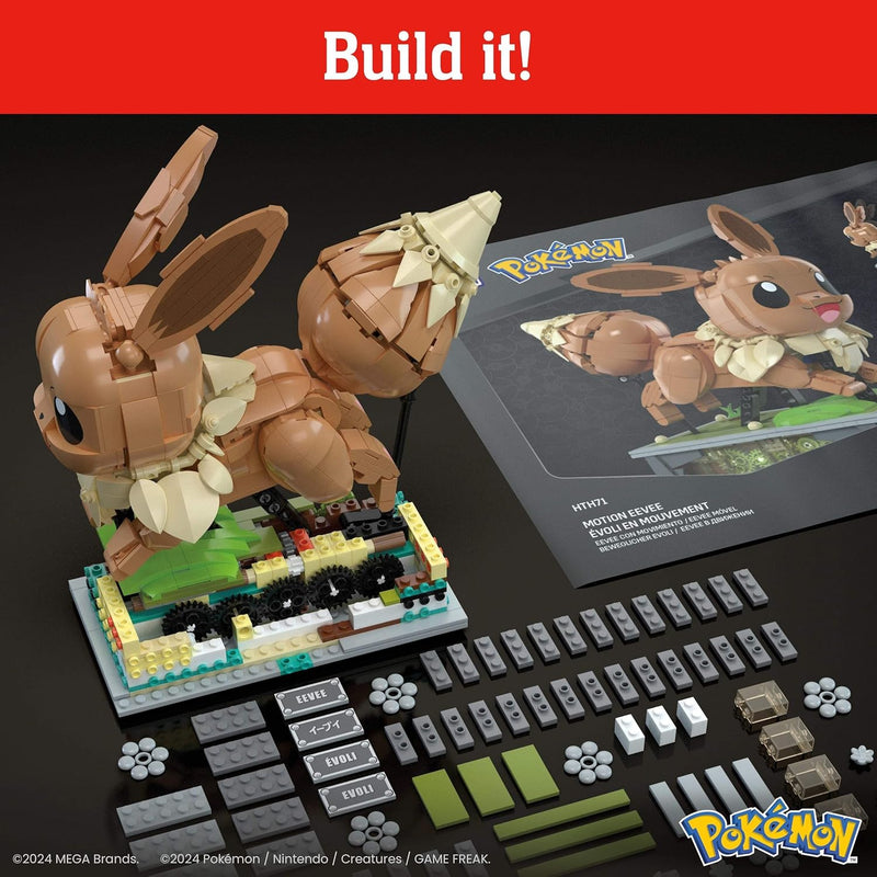 MEGA Pokémon, Blocos de Montar, Eevee com 1366 peças, Movimento e 26 cm de Altura, A partir de 18 anos