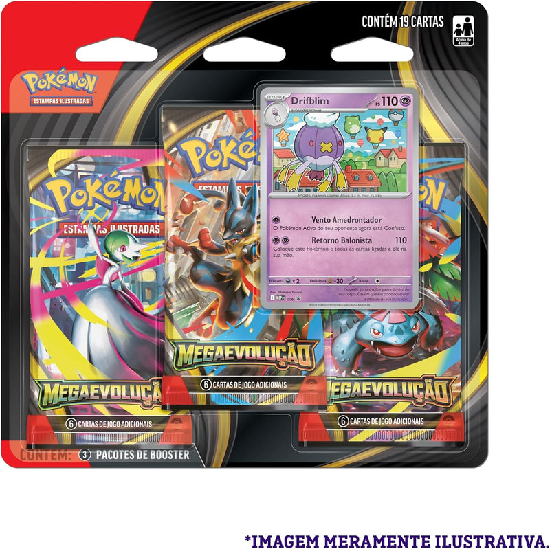 Pokémon TCG, Blister Triplo MegaExpansão ME01 Drifblim - 18 Cartas