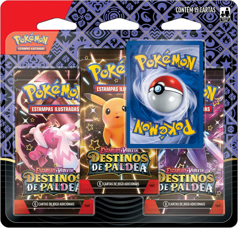 Blister Triplo Pokémon Destinos De Paldea Fidough Brilhante, Cor: Estampado Copag