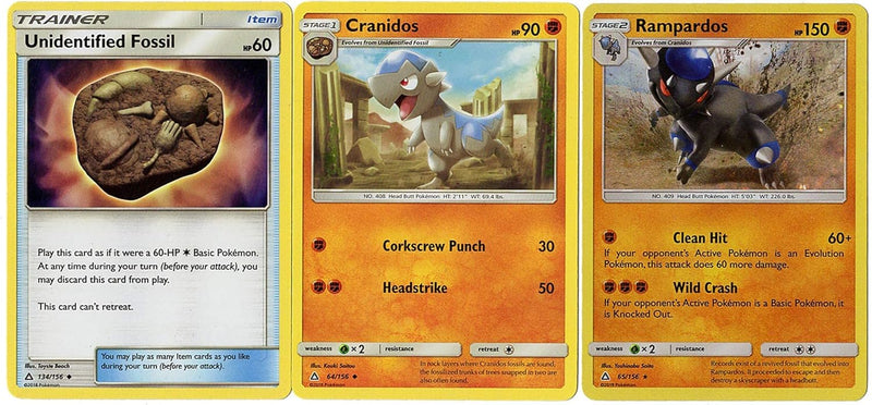 Rampardos 65/156 Ultra Prism - Lote de cartas Evolution Pokemon - Cranidos
