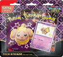 Pokémon TCG: Scarlet & Violet — Paldean Fates Tech Sticker Collection – Fidough (1 cartão promocional de folha e 3 pacotes booster)