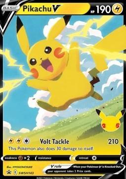 Carta Pokémon Pikachu V 25 anos celebrações